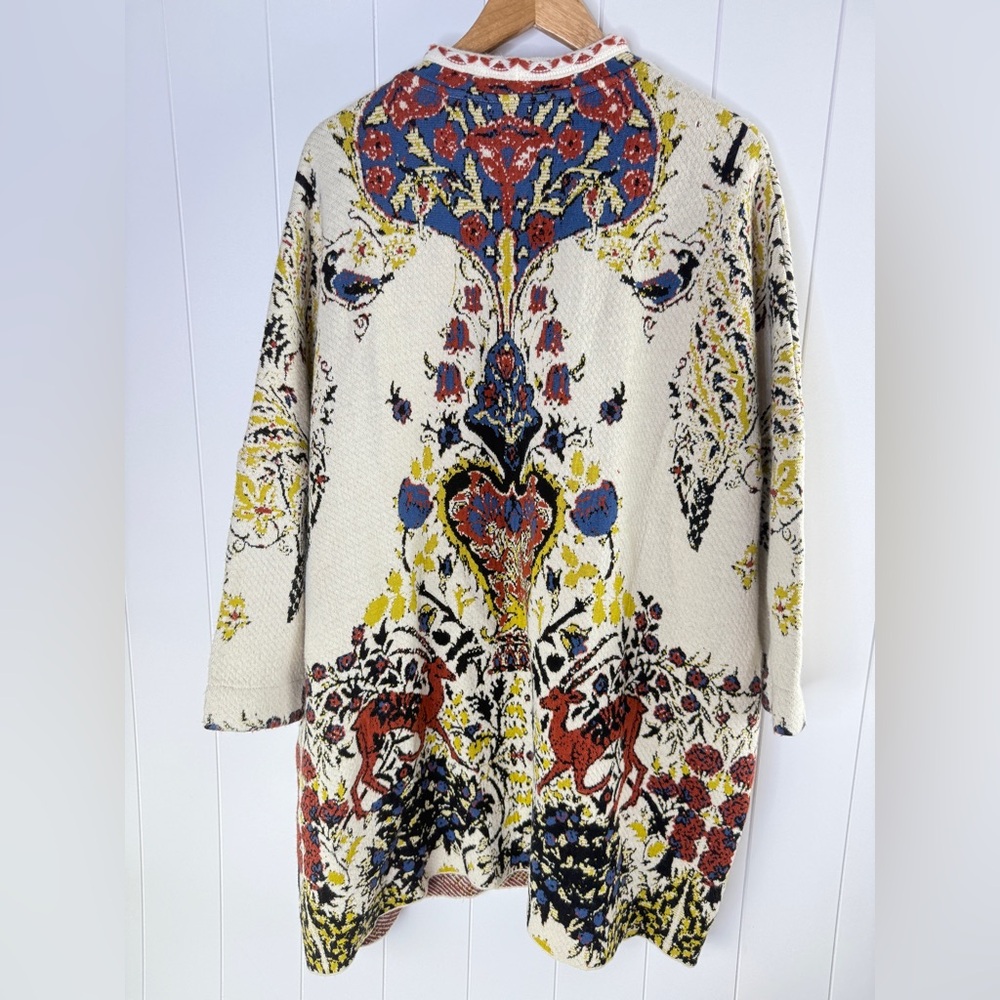 Aldo Martins Jacquard Printed Forest Animals Sweater Multicolor Knit Coat M Wool - Picture 7 of 8